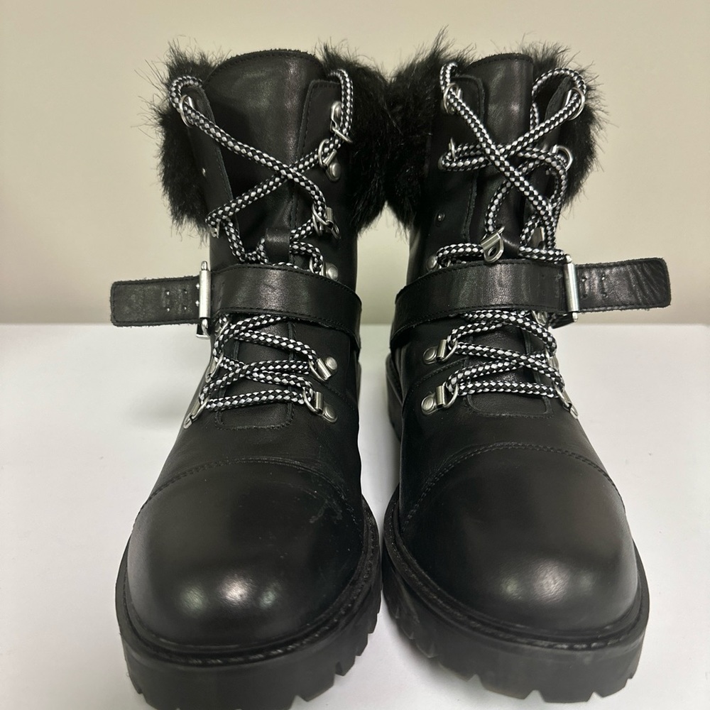 CHARLES BY CHARLES DAVID Womens Black Ramiro Lace-Up Leather Booties Size 9 M